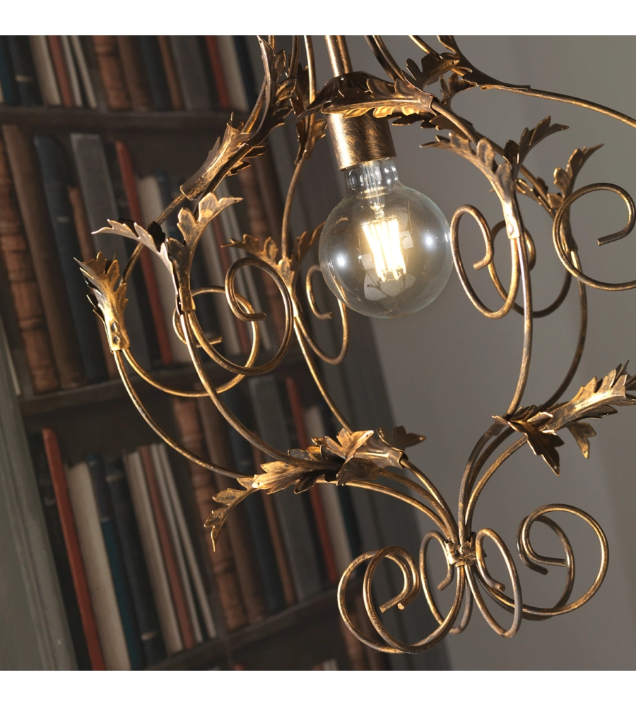 LAMPADARIO "CONTESSA" IN METALLO COLOR BRONZO, E27